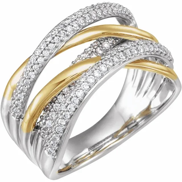 14K White/Yellow Gold 1/2 CTW Natural Diamond Criss-Cross Ring