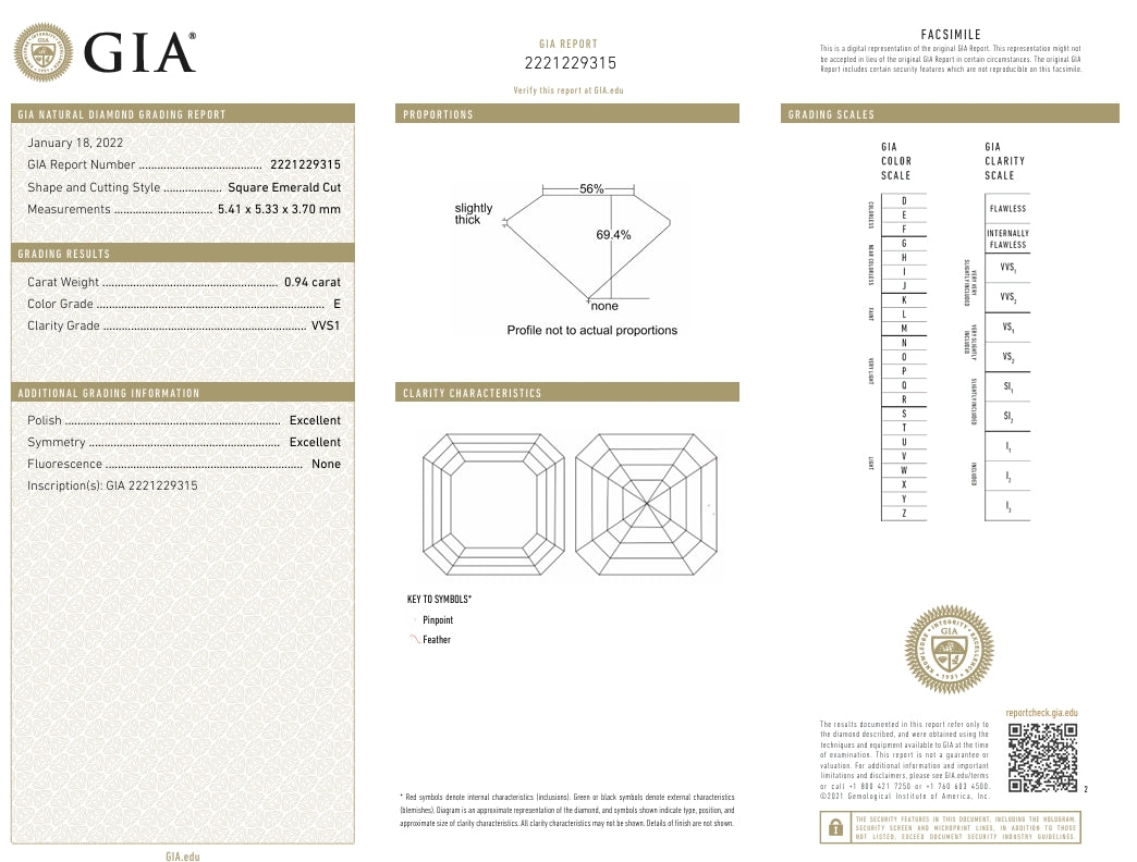 .94 carat Asscher Cut Diamond, E , VVS1 GIA 2221229315