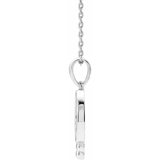14k White Gold Beaded Disc Pendant, comes with 14k gold adjustable Chain
