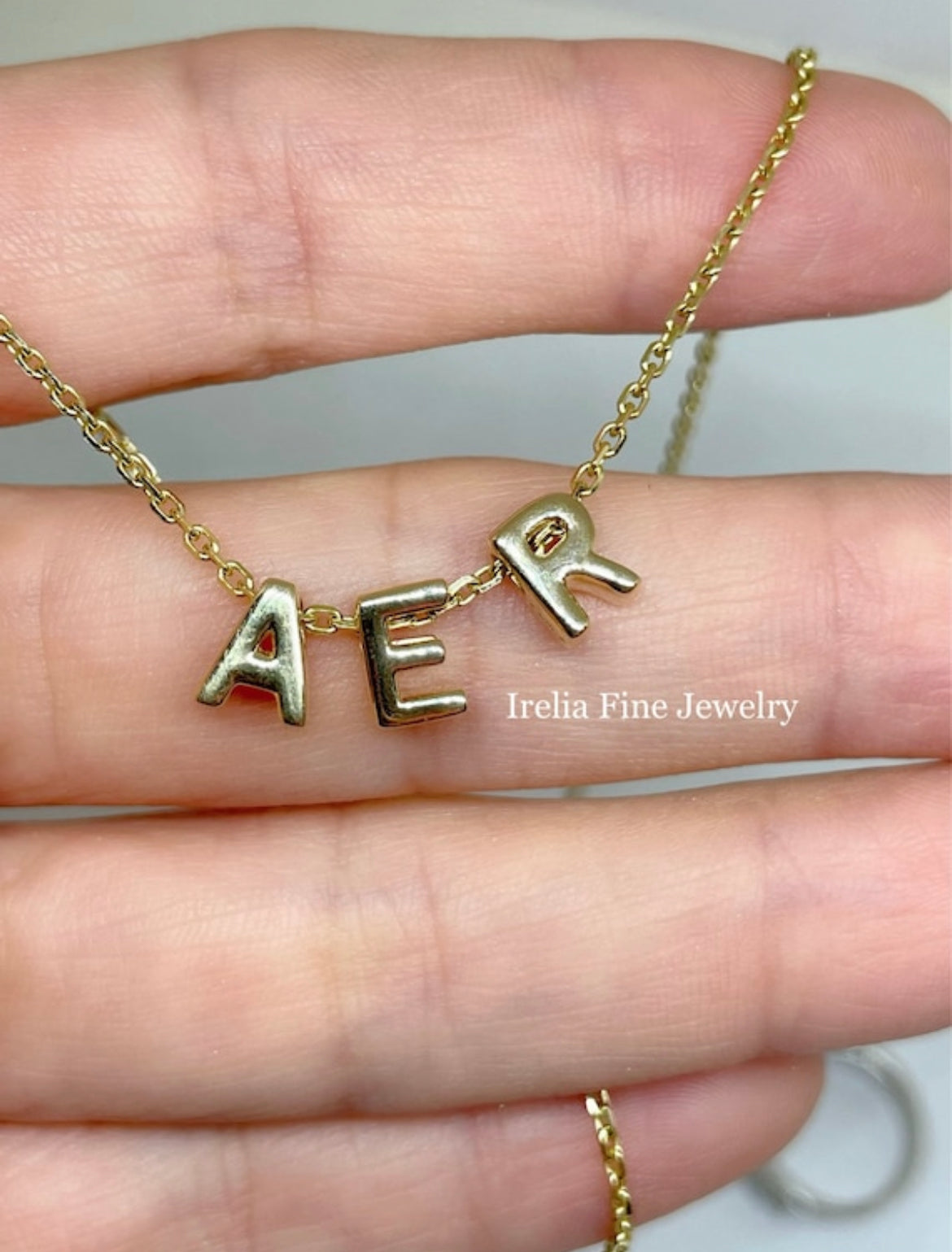 14k Yellow Gold Block Initial Pendant Slide