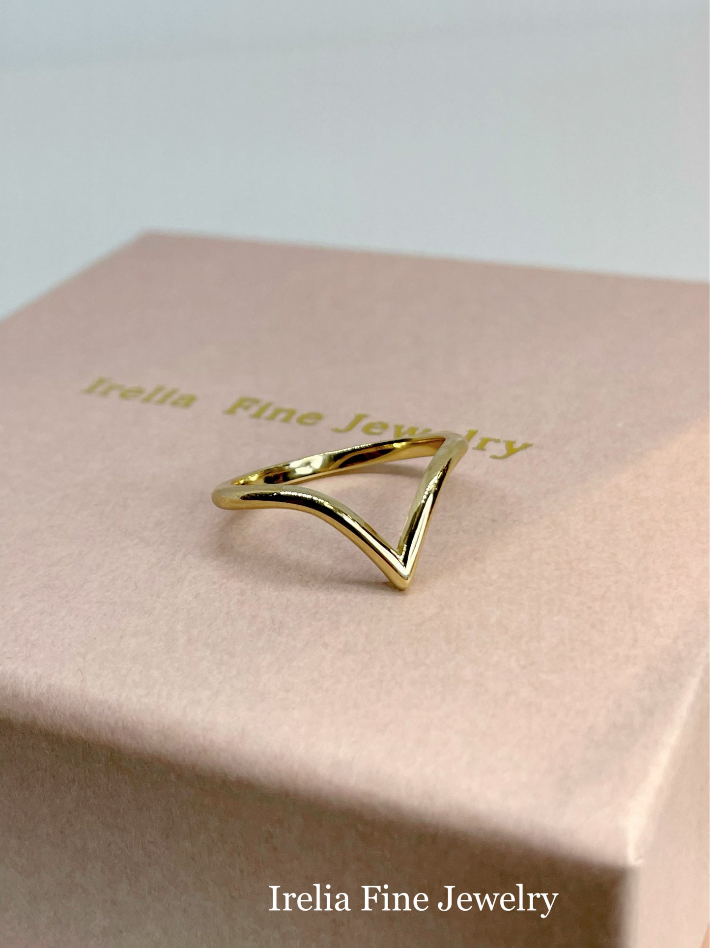 14K Gold V Shape wedding Band or Stackable