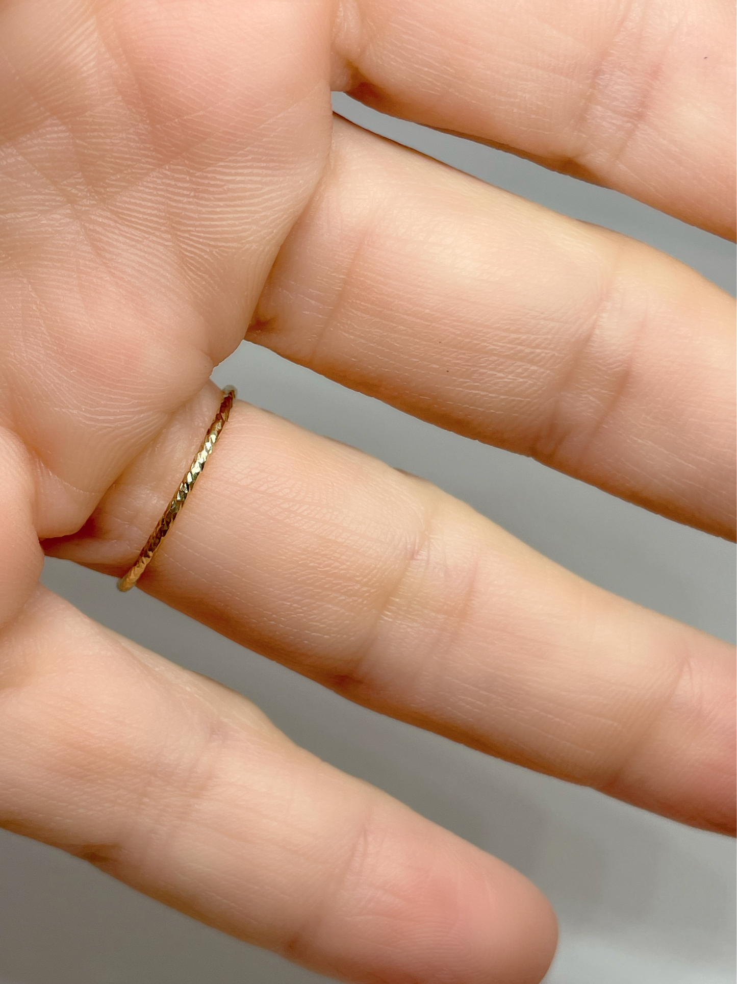 14K Yellow Stackable Ring, Skinny Stackable is 1 mm wide Size 5 -8
