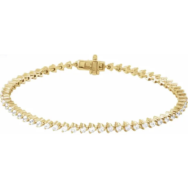 14k Yellow Gold 3.00 Carat Lab Diamond Bracelet with 3 Prong Setting