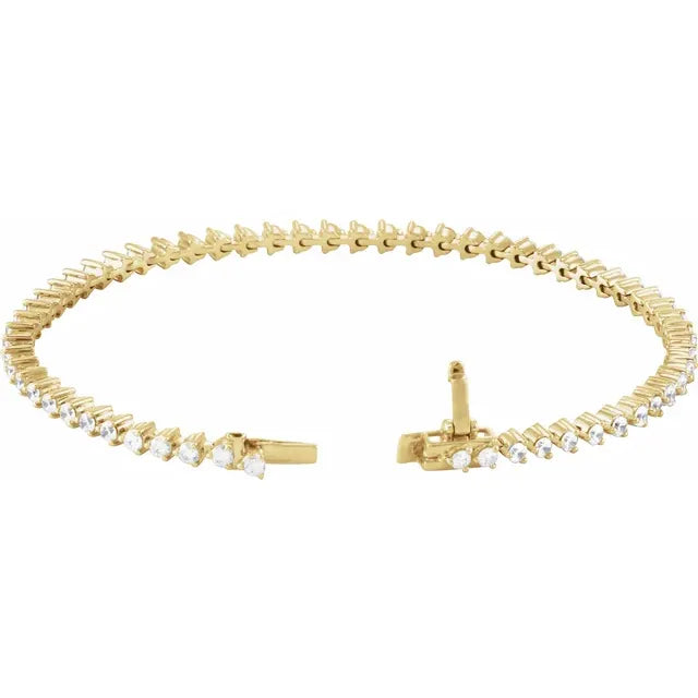 14k Yellow Gold 3.00 Carat Lab Diamond Bracelet with 3 Prong Setting
