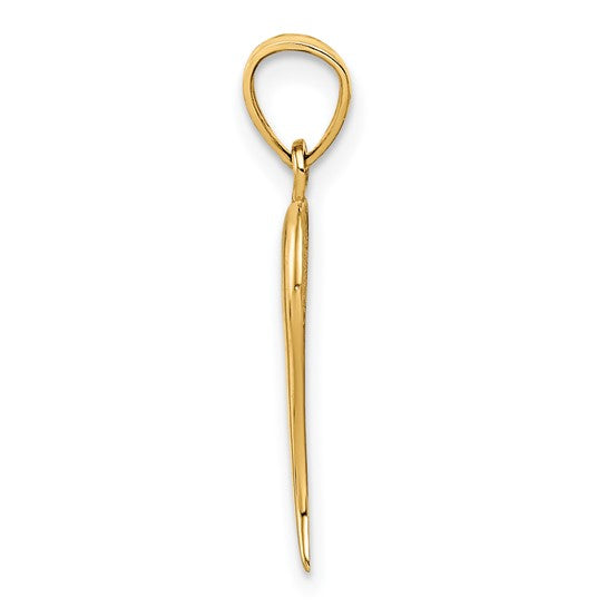 10k Yellow gold flat Italian Horn Charm with Bail