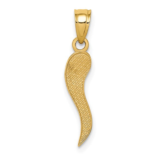 10k Yellow gold flat Italian Horn Charm with Bail
