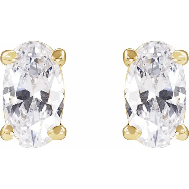 14K Yellow Gold Oval 1 CTW Lab-Grown Diamond Stud Earrings