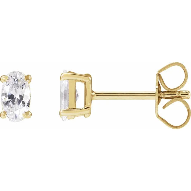 14K Yellow Gold Oval 1 CTW Lab-Grown Diamond Stud Earrings