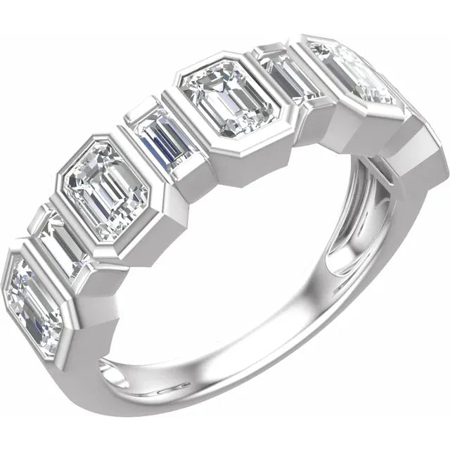 14K Yellow Gold 1.50  CTW Lab-Grown Diamond Ring with Emerald Cut Stones- Size 7