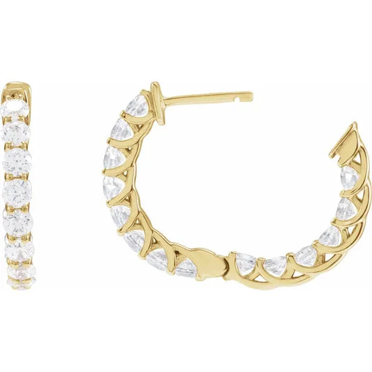 2 1/5 Natural Diamonds 14k Yellow Gold Inside out Hoop Earring