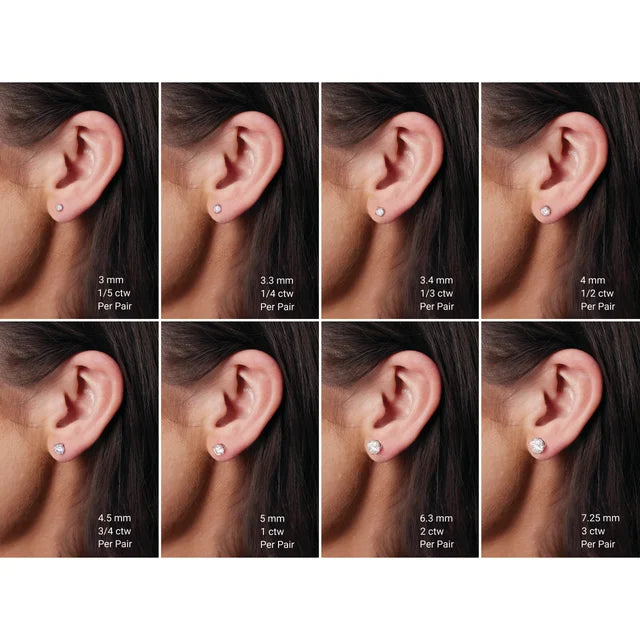 3 Carat Lab Diamond Studs in 14k White Gold- Color D-F+ , Clarity VS+