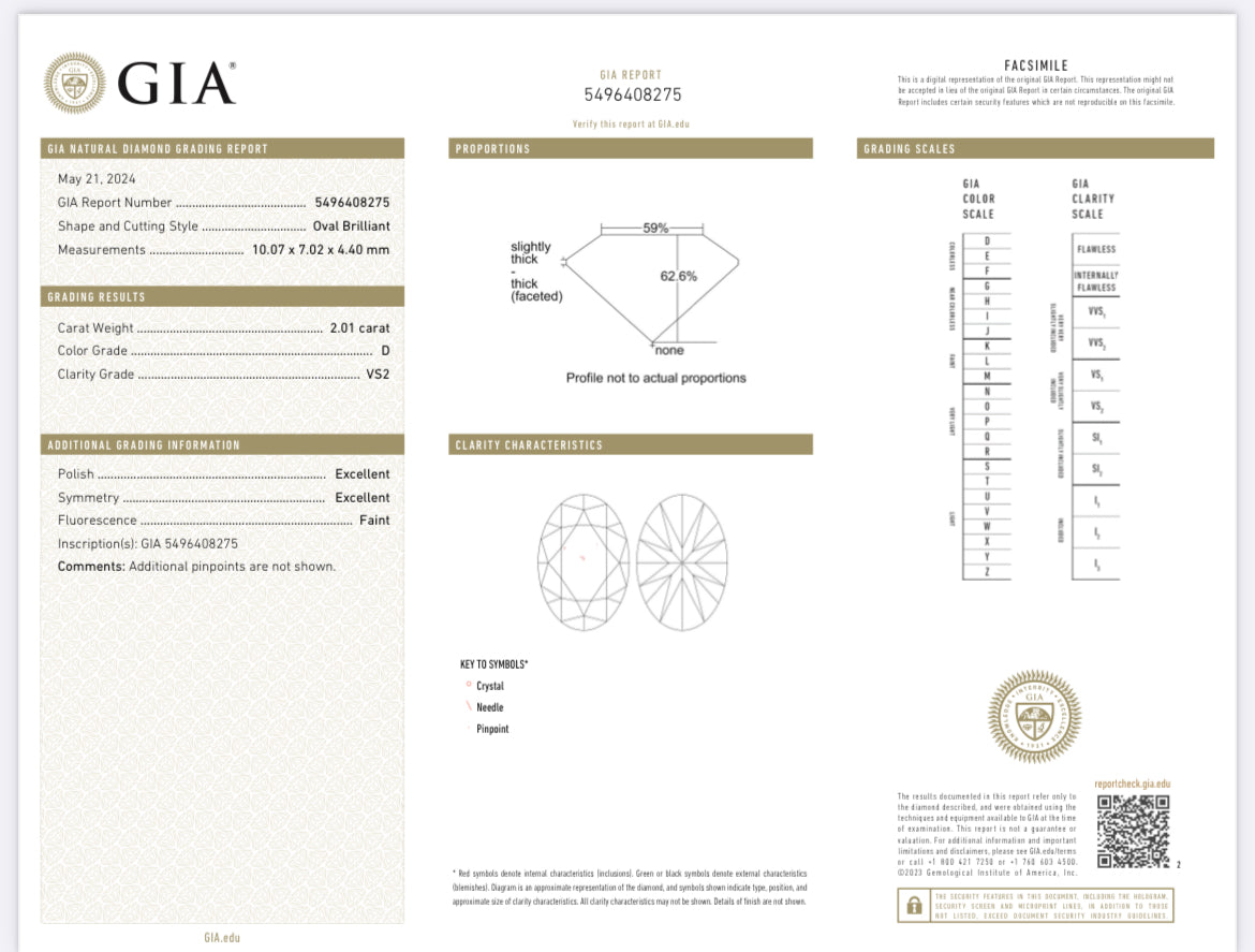 2.01 Carat Oval Diamond D , VS2 , GIA CERTIFICATE 546408275 1.50 Carat Asscher Cut Diamond G , S1 , GIA CERTIFICATE 12744461  Total PRICE $26,989.00/ DEPOSITED REQUESTED