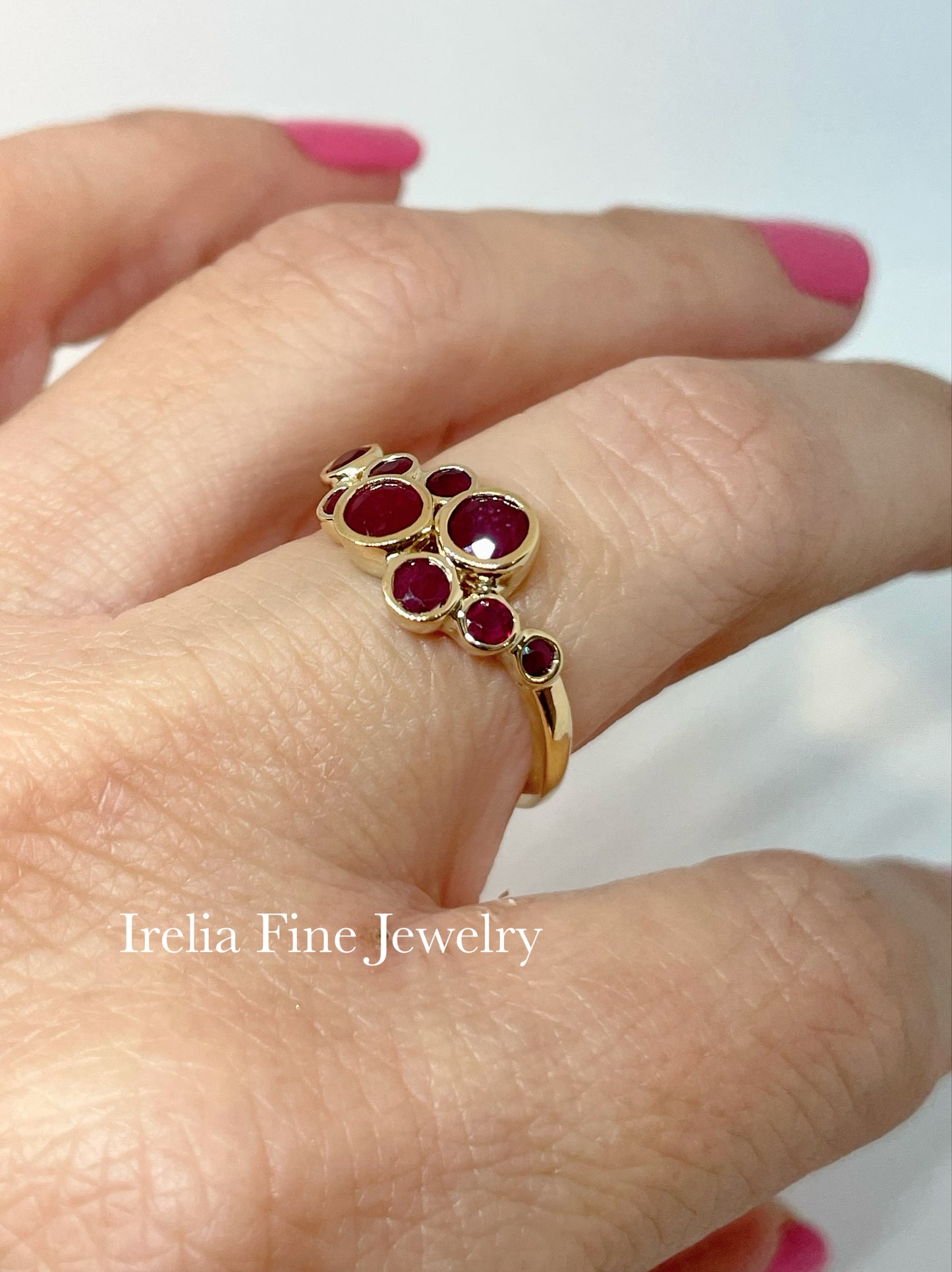 14K Yellow Gold Natural Madagascar Ruby Bezel-Set Ring- Size 7