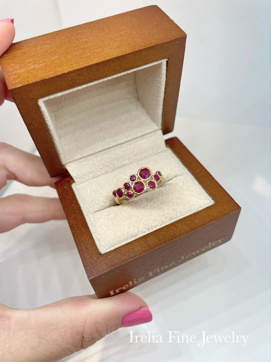 14K Yellow Gold Natural Madagascar Ruby Bezel-Set Ring- Size 7