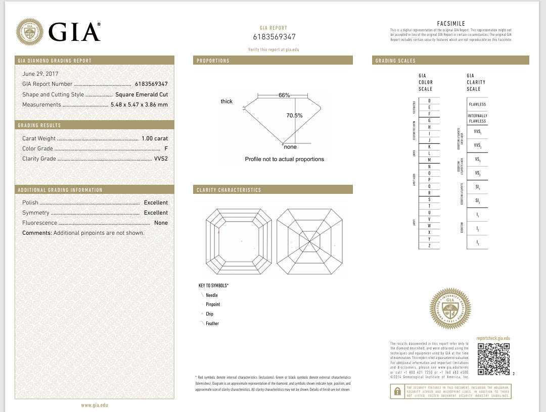 1.00 carat Asscher Cut Diamond , F , VVS1 GIA 6183569347