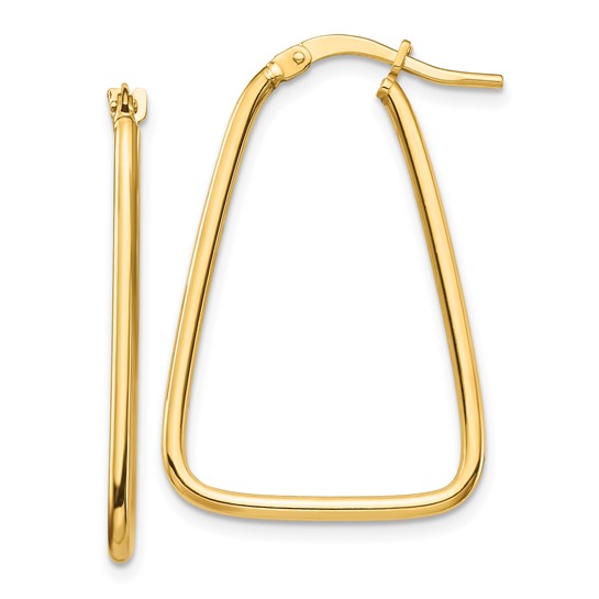 14k Polished Triangle Dangle Hoop Earrings width 1.50