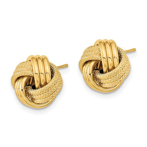 14k Yellow Gold Diamond Cut Love Knots, 3 Strands