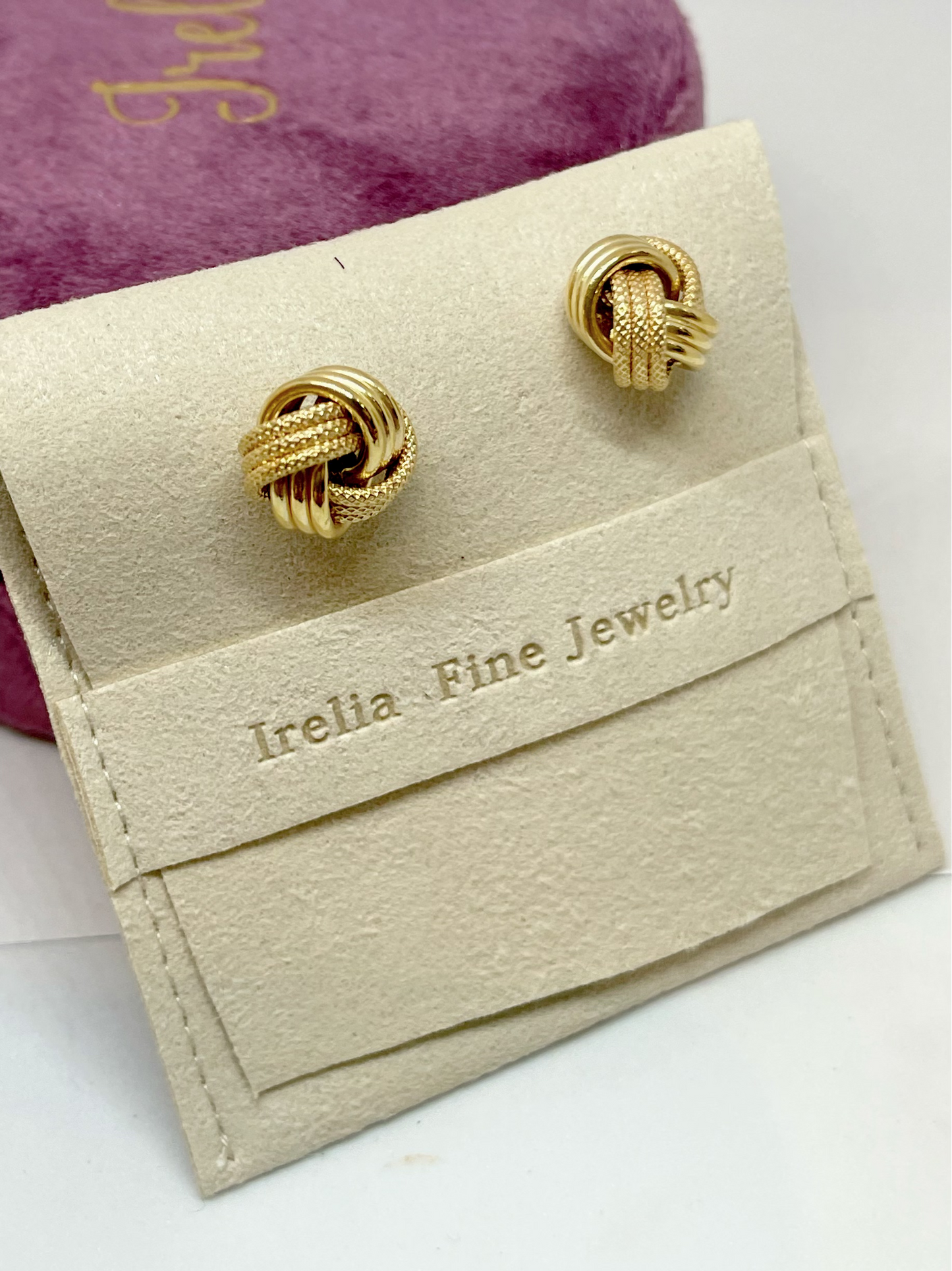 14k Yellow Gold Diamond Cut Love Knots, 3 Strands