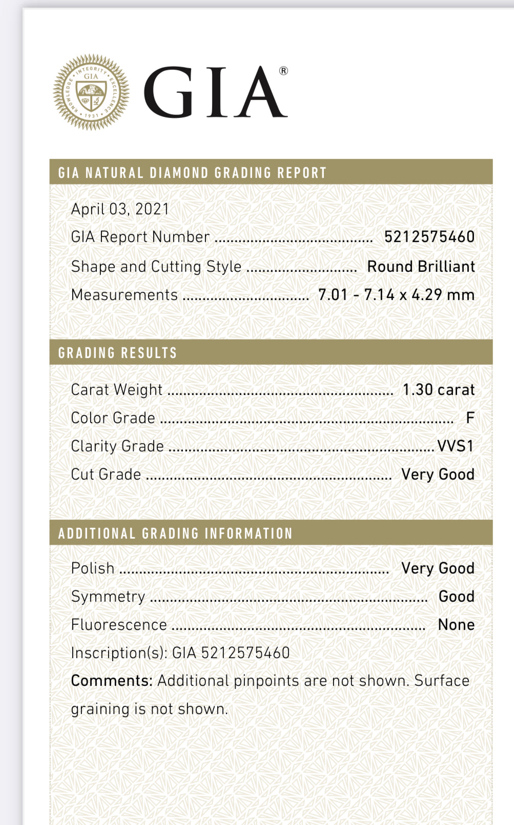 1.30 Carat Round Diamond F , VVS1 , GIA Certified 5212575460 - TRIPLE VERY GOOD/ In Stock /1.50 Carat Asscher Cut Diamond G , S1 , GIA CERTIFICATE 12744461  Total PRICE $11,230.00 / DEPOSITED REQUESTED $9000
