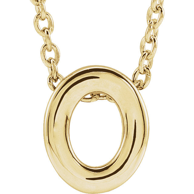 14k Yellow Gold Block Initial Pendant Slide