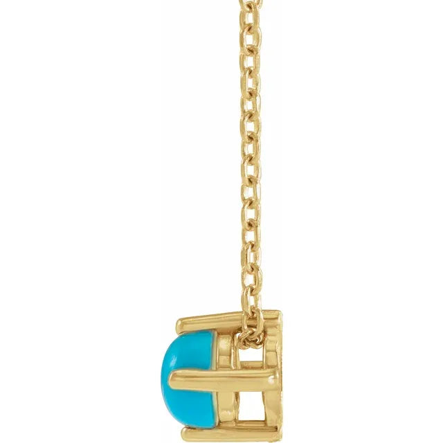 14K Yellow Natural Turquoise Cabochon, comes with 14k yellow gold adjustable chain