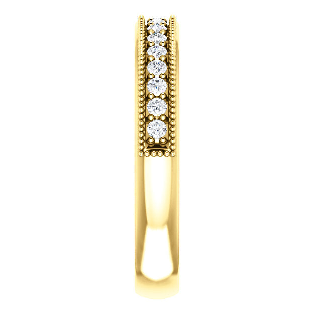 14K Gold Milgrain Edge Natural Diamond Band