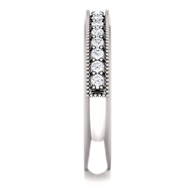 14K Gold Milgrain Edge Natural Diamond Band