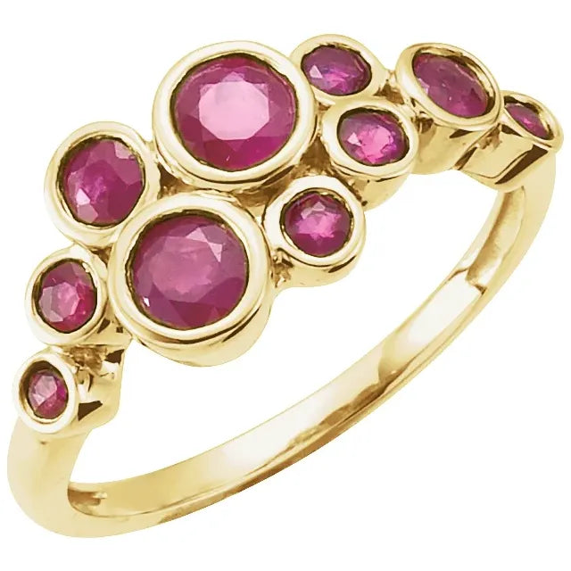 14K Yellow Gold Natural Madagascar Ruby Bezel-Set Ring- Size 7