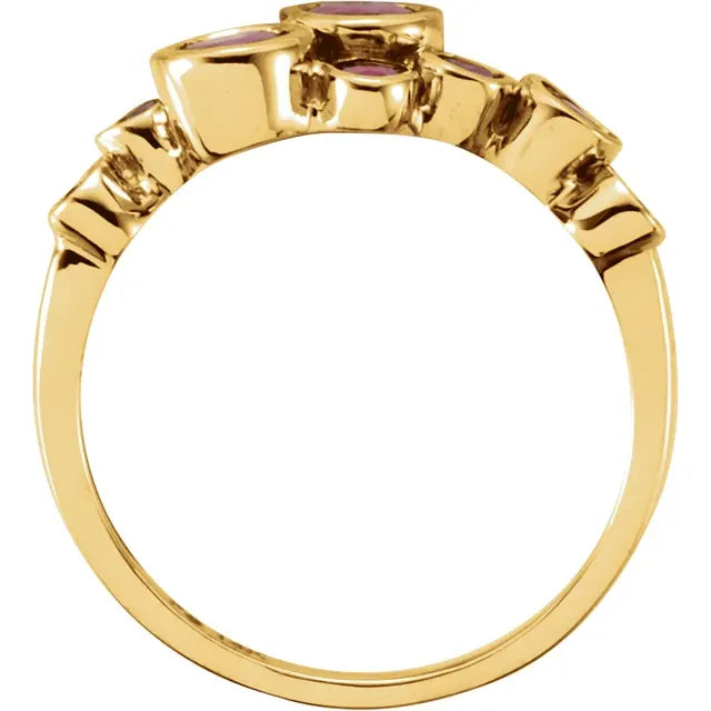 14K Yellow Gold Natural Madagascar Ruby Bezel-Set Ring- Size 7