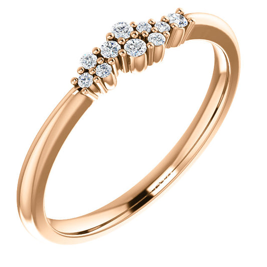 14K Gold 1/10 ct Natural diamond stackable cluster ring