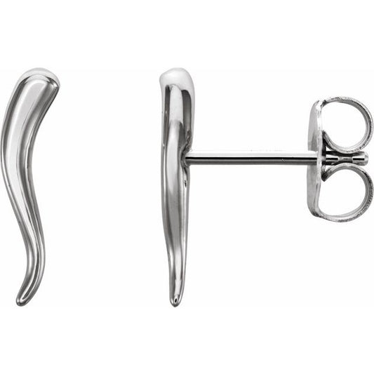 Sterling Silver Tiny Italian Horn , Italian Horn in San Diego , Italian Horn Earrings  San Diego Italian Horn Jewelry, Italian Horns , Rose Gold Italian Horn , 