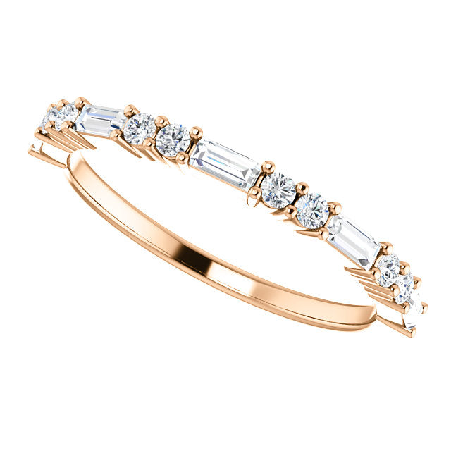 14K Gold 1/4 CTW Baguette Natural Diamond Wedding or Stackable Ring