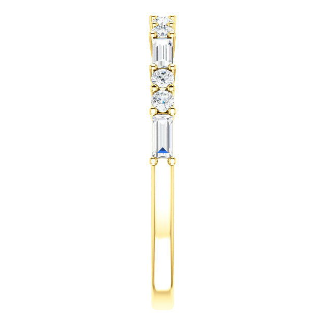 14K Gold 1/4 CTW Baguette Natural Diamond Wedding or Stackable Ring