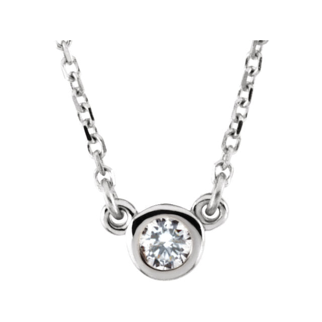 14k Gold 3mm or 4 mm Bezel Set Diamond Pendant, comes with 14k Gold Adjustable Chain