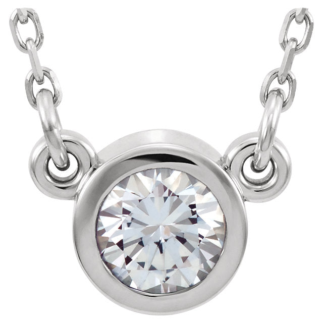 14k Gold 3mm or 4 mm Bezel Set Diamond Pendant, comes with 14k Gold Adjustable Chain