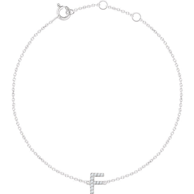 14k White Gold Diamond Initial Bracelet