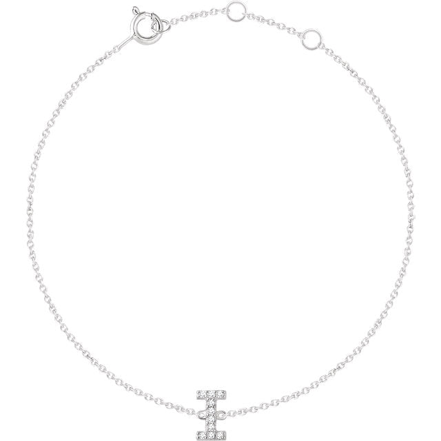14k White Gold Diamond Initial Bracelet