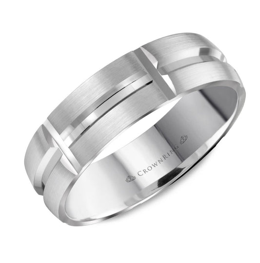 CrownRing Collection - 10k White Gold 6mm Modern Design