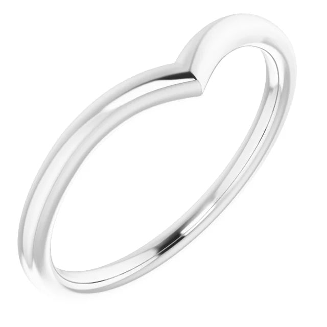 14K Gold Petite V Shape Wedding Band or Stackable