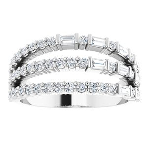 14K White 7/8 CTW Natural Diamond Stacked Ring