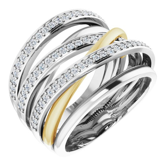 14K White/Yellow 1/2 CTW Natural Diamond Ring, Size 7