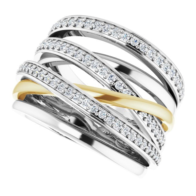 14K White/Yellow 1/2 CTW Natural Diamond Ring, Size 7