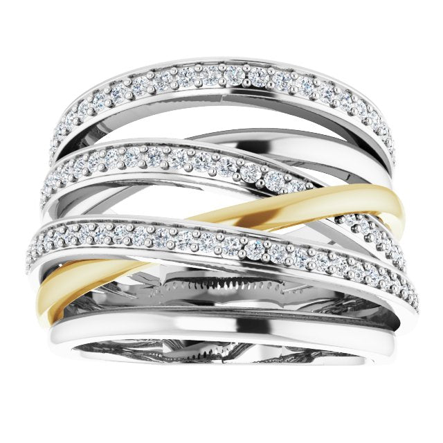 14K White/Yellow 1/2 CTW Natural Diamond Ring, Size 7