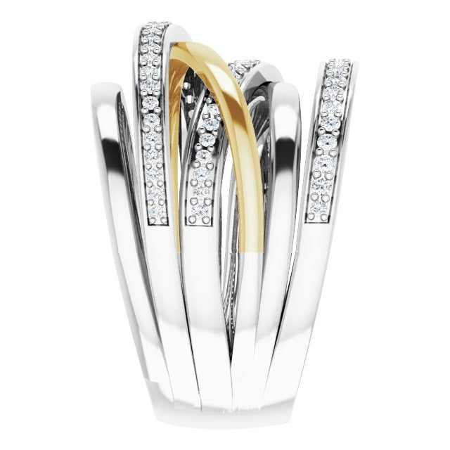 14K White/Yellow 1/2 CTW Natural Diamond Ring, Size 7