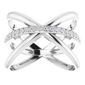 14K Rose Gold with 1/6 CTW Natural Diamond Ring with Criss-Cross Design