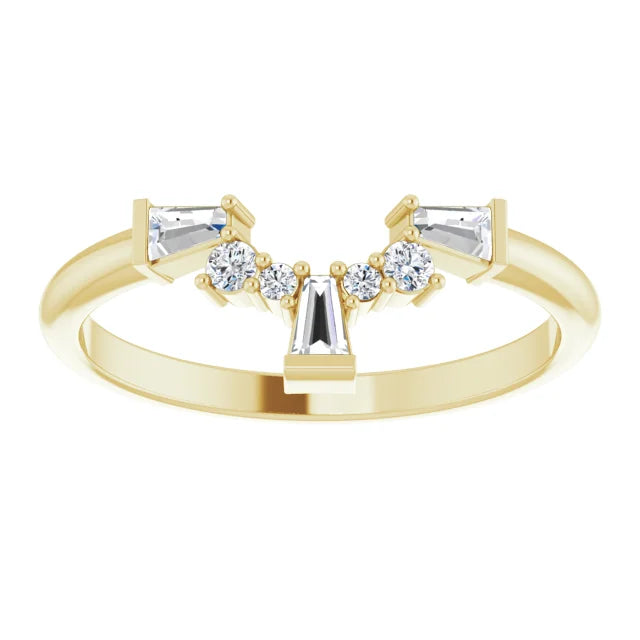 Diamond Contour Band, wedding Band 