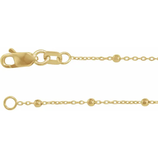 14K Gold Yellow 1.7 mm Cable Chain with Faceted Beads - available in 16 to 24 inches