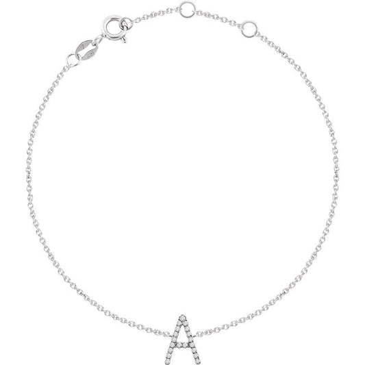14k White Gold Diamond Initial Bracelet