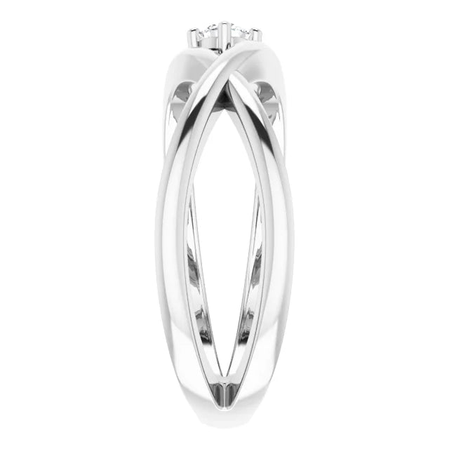 CUSTOMIZABLE COLLETION 14k White or Yellow Gold Criss Cross Ring with .08 carat Round Lab Diamond- MADE TO ORDER