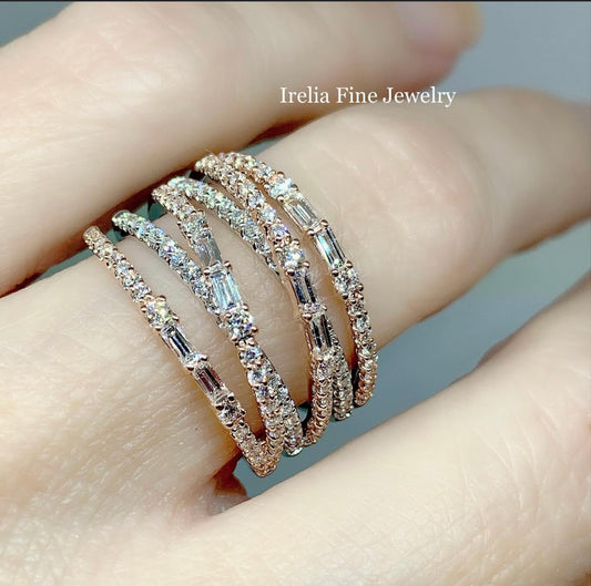 14K White & Rose Gold 1 CTW Diamond Overlapping , Negative Space Ring, Size 7
